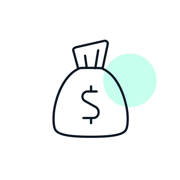 Vektor Obrysu Tašky Penězi Finanční Znamení Grafický Symbol Pro Design — Stockový vektor