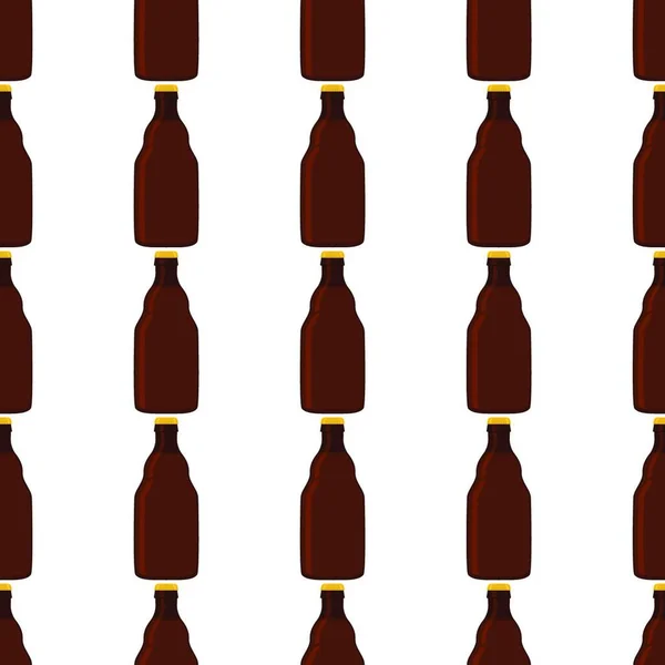 Ilustração Garrafas Vidro Cerveja Sem Costura Tema Com Tampa Para — Vetor de Stock