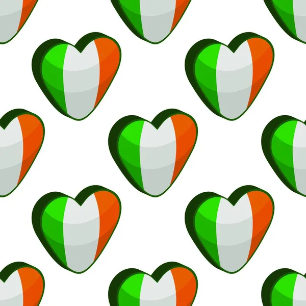 Illustration Theme Irish Holiday Patrick Day Seamless Color Hearts Pattern — Stock Vector