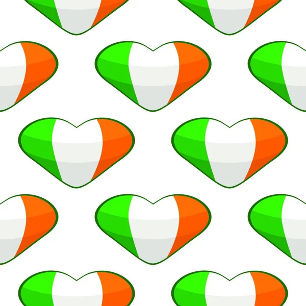 Illustration Temat Irländsk Helgdag Patrick Dag Sömlösa Färghjärtan Mönster Patrick — Stock vektor