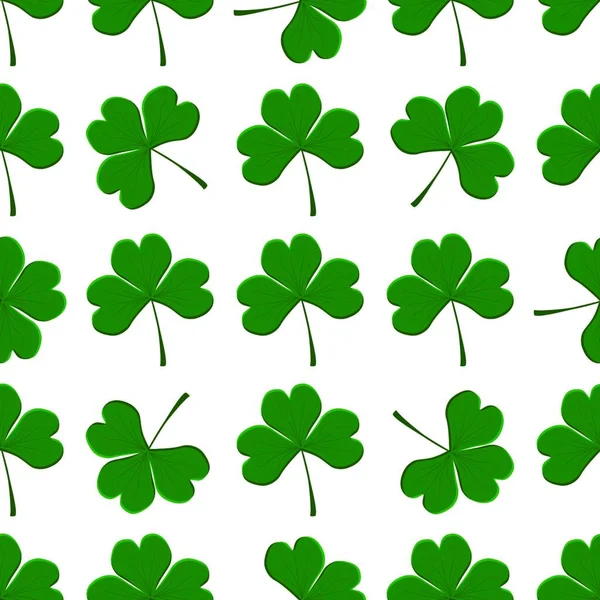 Ilustración Sobre Tema Irish Holiday Patrick Day Seamless Green Shamrock — Vector de stock