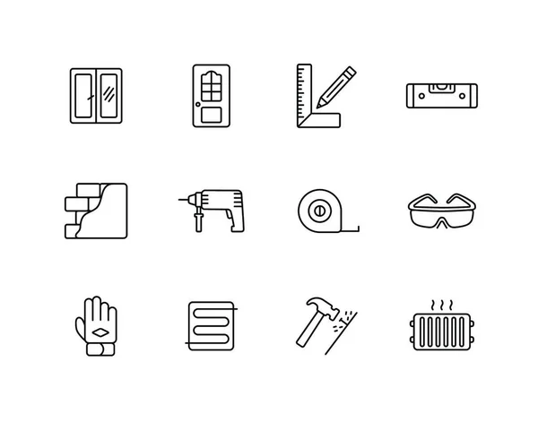 Bouwpakket Iconen Voor Woningreparatie Grafiek Symbool Voor Website Ontwerp Logo — Stockvector