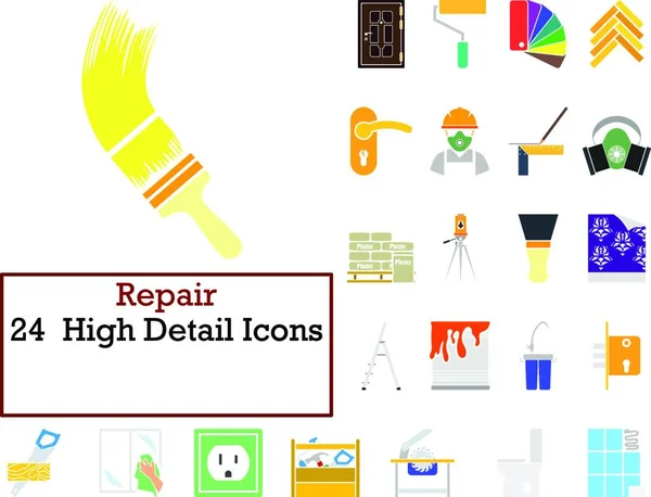 Reparar Conjunto Iconos Diseño Plano Ilustración Vectorial Totalmente Editable Texto — Vector de stock