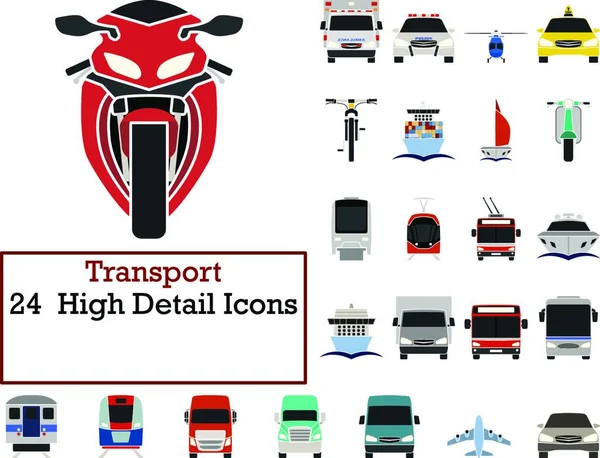 Set Iconos Transporte Diseño Plano Ilustración Vectorial Totalmente Editable Texto — Archivo Imágenes Vectoriales