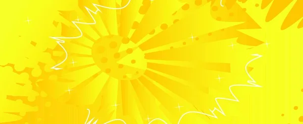 Yellow Comic Book Style Background Pop Art Superhero Backdrop Explosion — Stock Vector