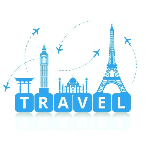 Úticél Turizmus Nyaralás Utazás Látnivalók Eiffel Torony Vektor Illusztráció — Stock Vector