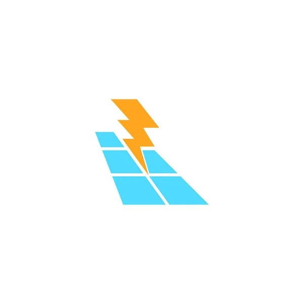 Zonne Energie Symbool Bliksem Pictogram Logo Ontwerp Vector Illustratie — Stockvector