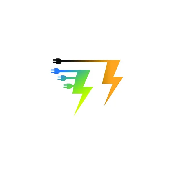 Poder Símbolo Rayo Icono Logo Diseño Vector Ilustración — Vector de stock