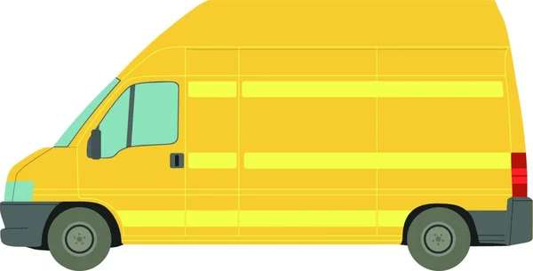 Vectorillustratie Van Een Groene Gele Vrachtwagen — Stockvector