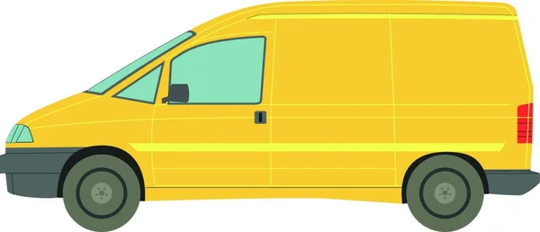 Κίτρινο Φορτηγό Πράσινο Φόντο — Διανυσματικό Αρχείο