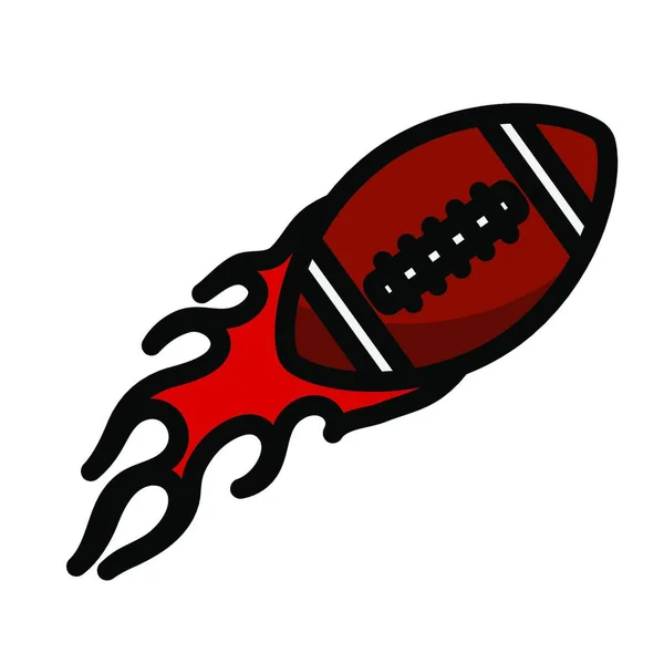 American Football Fire Ball Icon Inglês Esboço Editável Com Design — Vetor de Stock