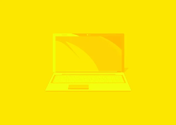 Laptop Amarelo Vetor Ilustração Notebook Pintado Com Cor Amarela Brilhante —  Vetores de Stock