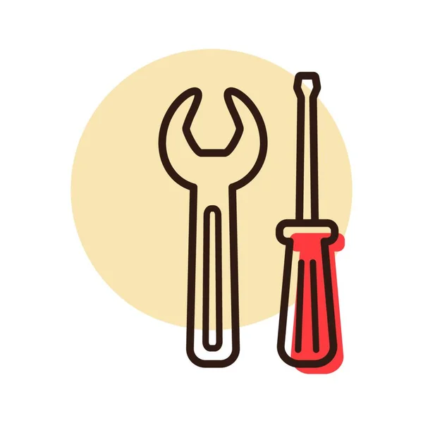 螺丝刀和扳手矢量平面图标 修理和建造 用于网站设计 应用程序 用户界面的图形符号 — 图库矢量图片
