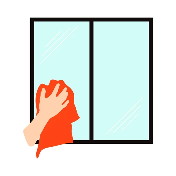 Hand Hält Ein Fenster Mit Rotem Und Weißem Hintergrund — Stockvektor
