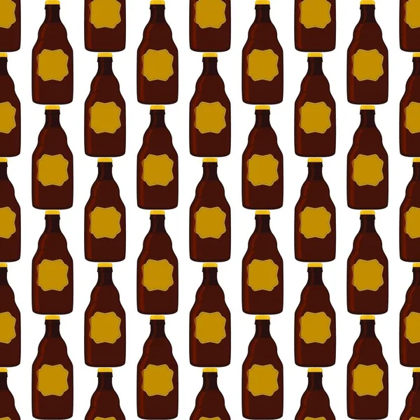 Ilustração Garrafas Vidro Cerveja Sem Costura Tema Com Tampa Para —  Vetores de Stock