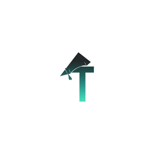 Icône Logo Lettre Avec Illustration Vectorielle Conception Chapeau Graduation — Image vectorielle