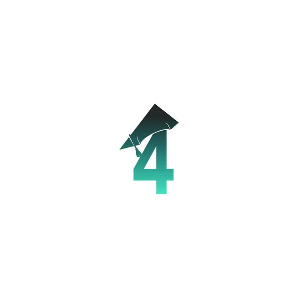 Icône Logo Numéro Avec Illustration Vectorielle Conception Chapeau Graduation — Image vectorielle