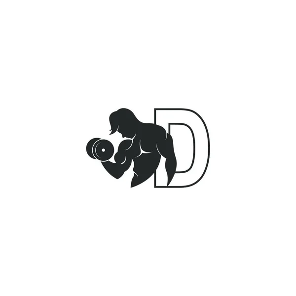 Піктограма Логотипу Літери Людиною Тримає Дизайн Штанги Векторні Ілюстрації — стоковий вектор