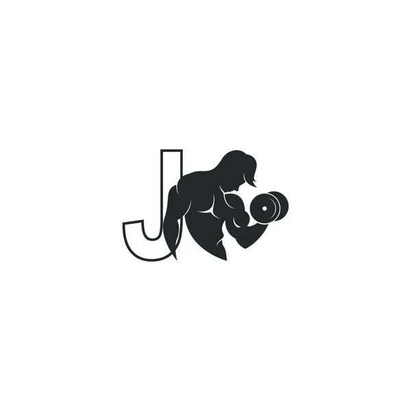 Lettera Icona Logo Con Una Persona Possesso Bilanciere Disegno Vettoriale — Vettoriale Stock