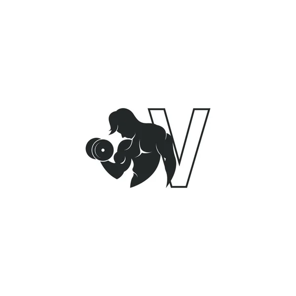 Letra Icono Del Logotipo Con Una Persona Sosteniendo Barra Diseño — Archivo Imágenes Vectoriales