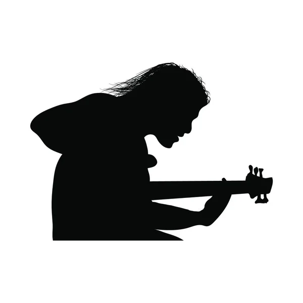 Silhouette Eines Mannes Mit Gitarre — Stockvektor