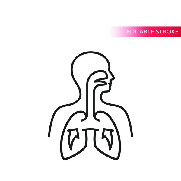Menschlicher Körper Mit Lunge Nase Und Mund Editierbarer Schlaganfall — Stockvektor