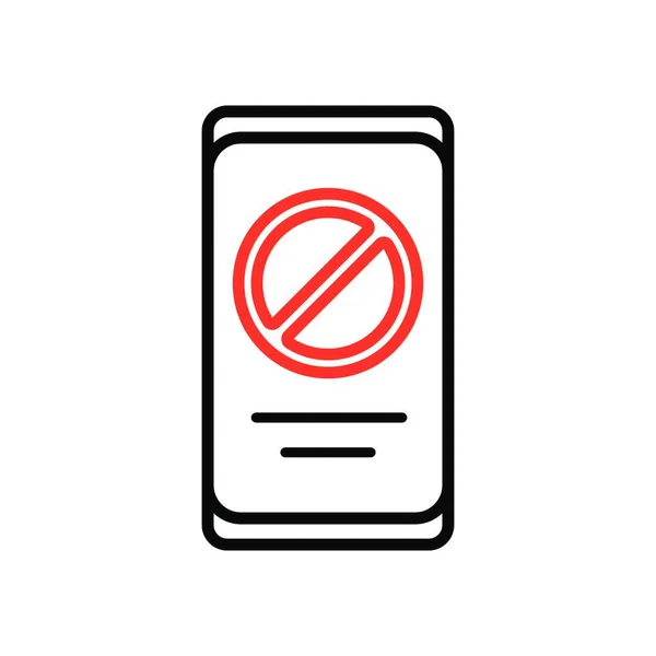 Panneau Interdiction Sur Icône Vectorielle Écran Smartphone Manifestation Protestation Grève — Image vectorielle