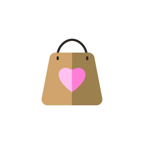 Valentinstag Einkaufstasche Mit Herz Liebessymbol Flachfarbiges Symbol Isolierte Darstellung Des — Stockvektor