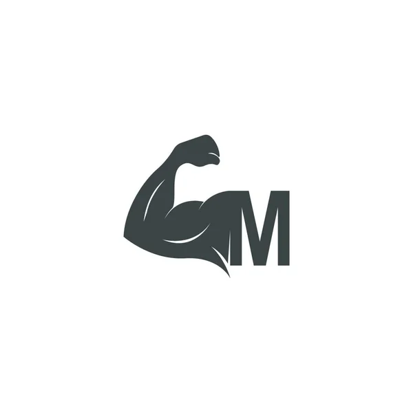 Letra Icono Del Logotipo Con Brazo Muscular Diseño Vector Ilustración — Vector de stock