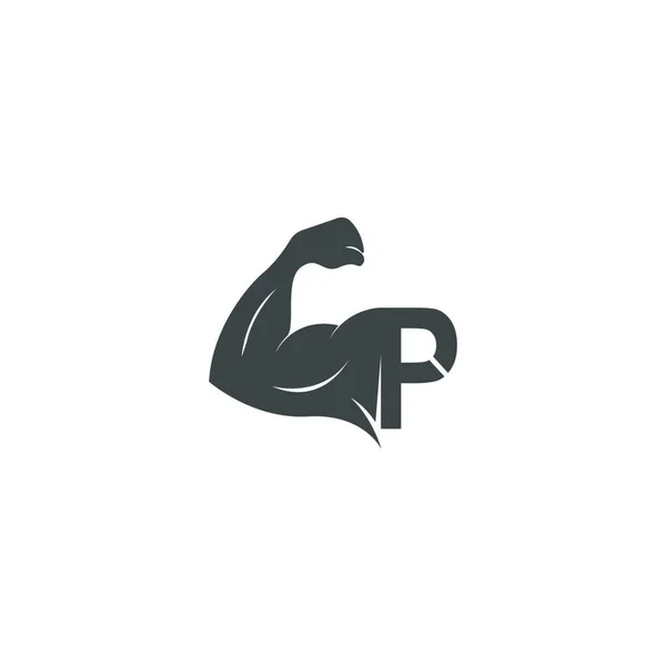 Ícone Logotipo Letra Com Ilustração Vetor Projeto Braço Muscular —  Vetores de Stock