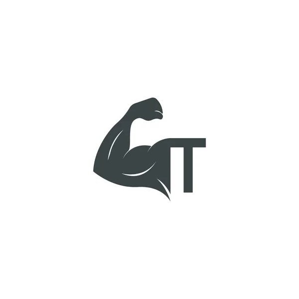Ícone Logotipo Letra Com Ilustração Vetor Projeto Braço Muscular —  Vetores de Stock