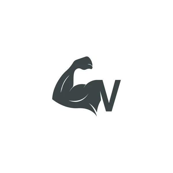 Letra Icono Del Logotipo Con Brazo Muscular Diseño Vector Ilustración — Archivo Imágenes Vectoriales