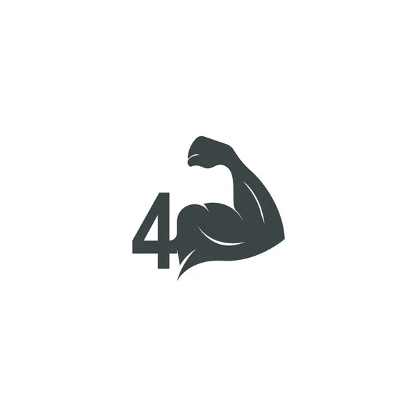 Значок Логотипа Номер Векторным Рисунком Мышцы — стоковый вектор