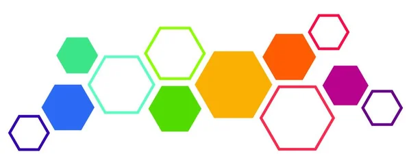 Eps Ilustração Vetorial Cooperação Hexagonal Futurista Colorida Processo Trabalho Equipe — Vetor de Stock