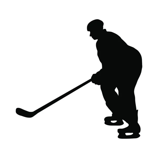 Silueta Jugador Hockey Sobre Fondo Blanco — Vector de stock