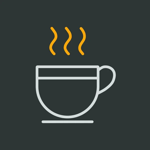 一杯带有蒸汽矢量图标的咖啡茶 厨房用具 烹饪网站设计 应用程序 用户界面的图形符号 — 图库矢量图片