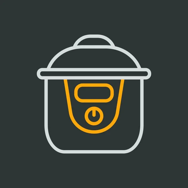 Slow Cooking Crock Pot Vector Icon Electric Kitchen Appliance Graph — Stock Vector