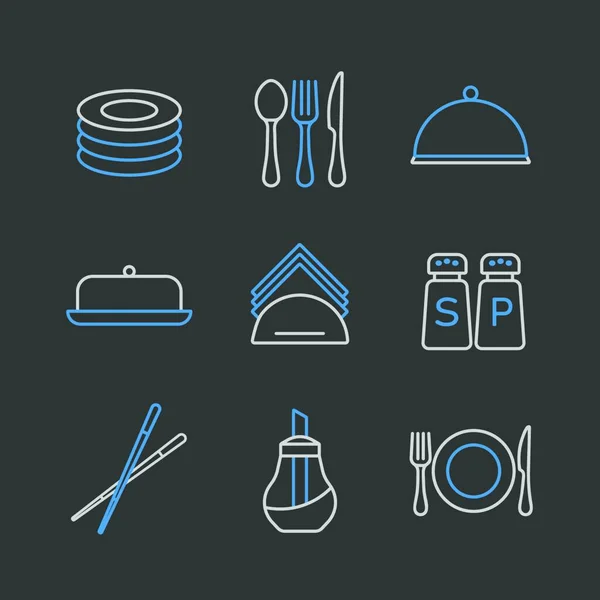 Σύνολο Διανυσματικού Εικονιδίου Εστιατορίου Σερβίρει Φαγητό Γράφημα Σύμβολο Για Μαγείρεμα — Διανυσματικό Αρχείο