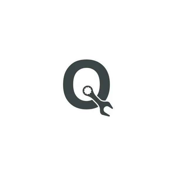 字母Q图标与扳手设计矢量插图 — 图库矢量图片