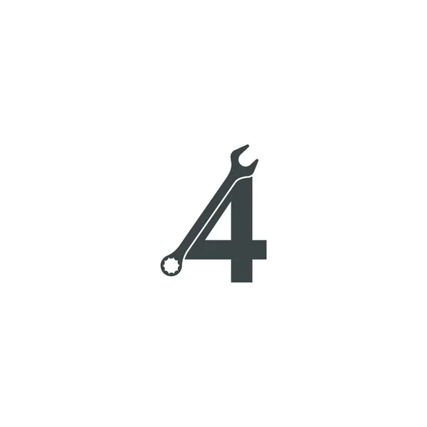 Ngiliz Anahtarı Tasarımı Vektör Illüstrasyonlu Numaralı Logo Simgesi — Stok Vektör