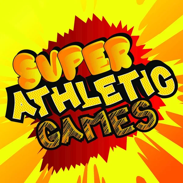 Super Athletic Games Comic Βιβλίο Στυλ Κειμένου Αθλητισμός Την Κατάρτιση — Διανυσματικό Αρχείο