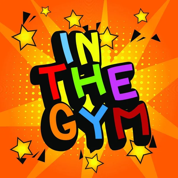 Gym Comic Book Style Text Palabras Relacionadas Con Deporte Entrenamiento — Vector de stock