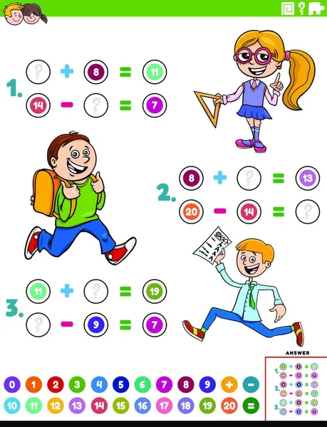 Jogos De Matemática Com Imagens Para Crianças. Planilha Educacional. Ilustração do Vetor - Ilustração de laser, homework: 193048705