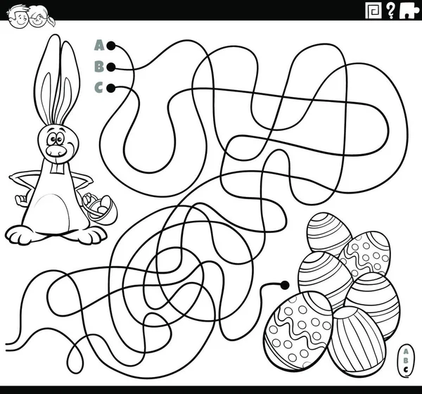 Schwarz Weiße Cartoon Illustration Der Linien Labyrinth Puzzle Spiel Mit — Stockvektor