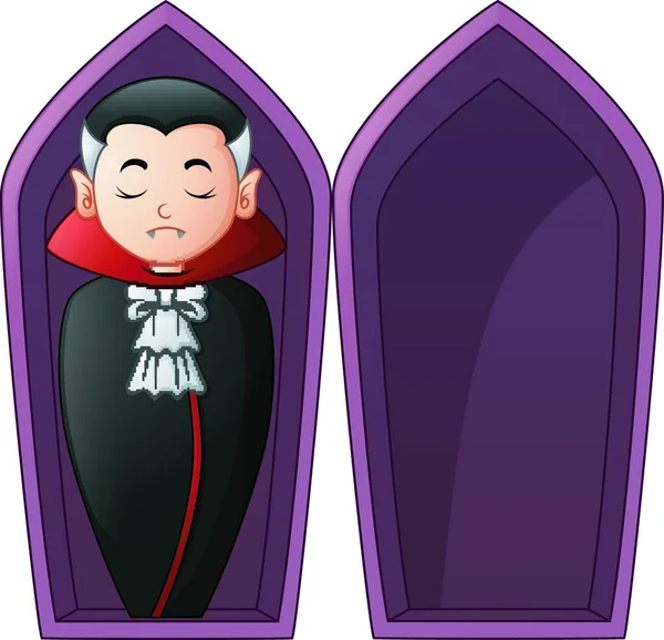 Ilustración Vectorial Vampiro Dibujos Animados Ataúdes Abiertos — Archivo Imágenes Vectoriales