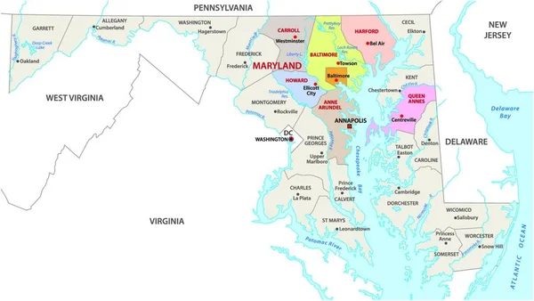 Mappa Vettoriale Dell Area Metropolitana Baltimora Maryland Usa — Vettoriale Stock