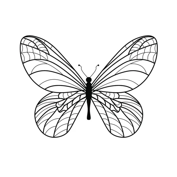 Icône Papillon Illustration Noir Blanc — Image vectorielle