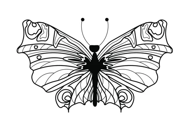 Mariposa Blanca Negra Con Alas — Archivo Imágenes Vectoriales