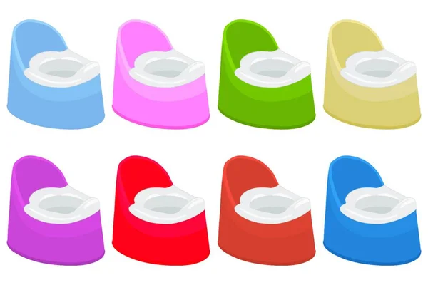 Ilustrasi Pada Tema Kit Pot Bayi Plastik Dengan Pegangan Yang - Stok Vektor