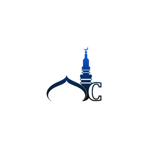 モスクデザインイラストベクトルと文字Cのロゴアイコン — ストックベクタ